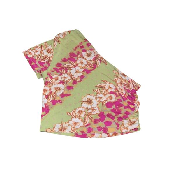 UO Urban Outfitters Libra Asymmetrical Top one shoulder blouse floral Size SP - Picture 2 of 3